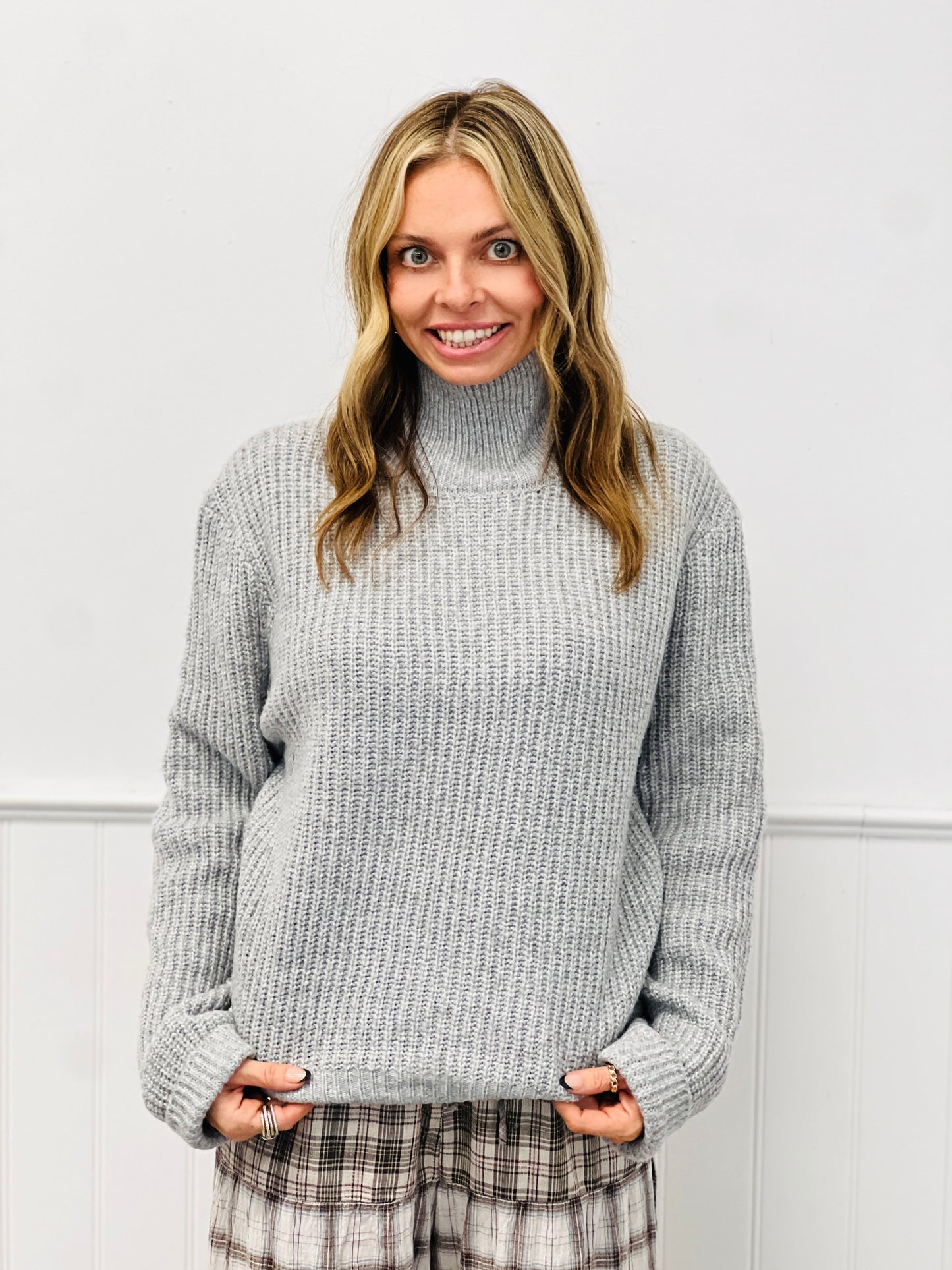 Heather Grey Turtleneck Sweater Top (Reg.)