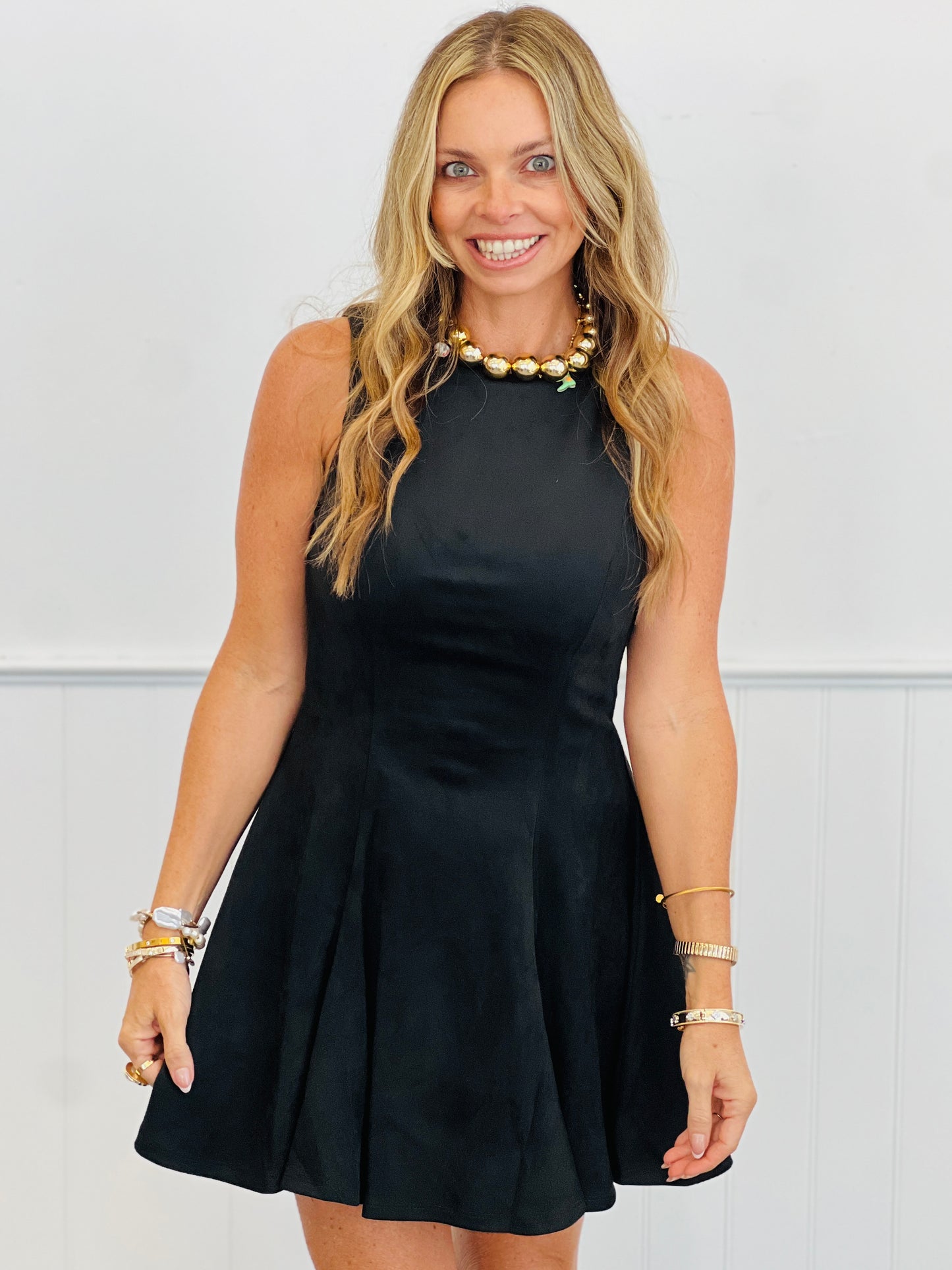 Black Faux Suede Back Zip Mini Dress (Reg.)