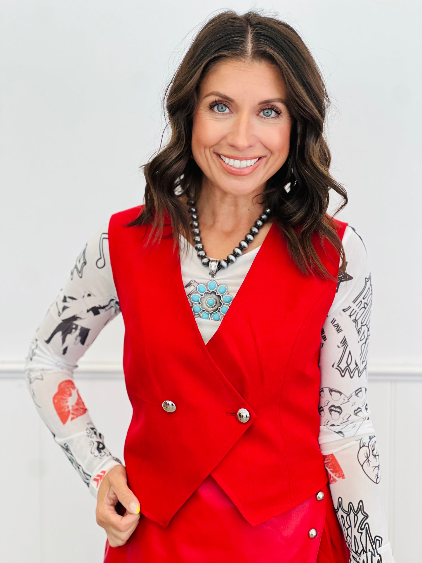 Red Vest Top & Mini Skirt Set (Reg.)