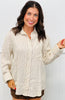 Oatmeal Striped Linen Button Down Shirt (Reg.)