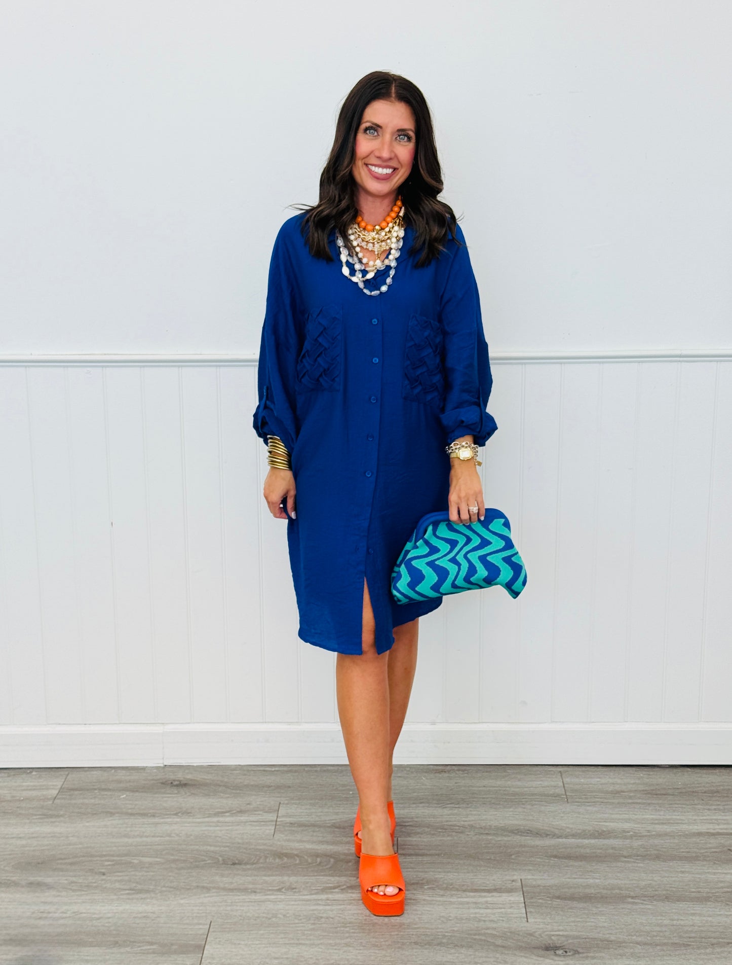 Button Down Shirt Dress (Reg. and Plus) - 2 Colors