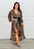 Leopard High Low Wrap Midi Dress (Reg & Plus)