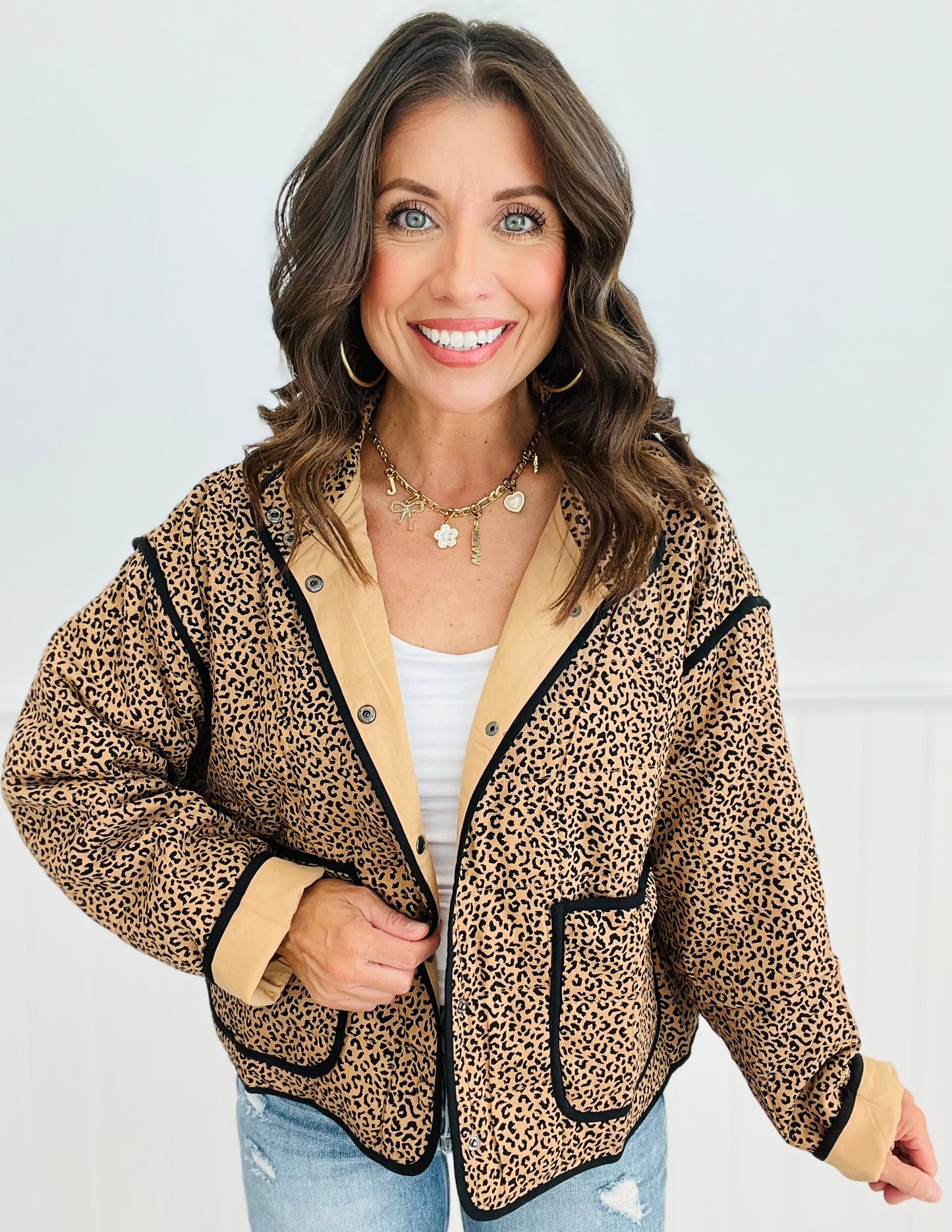 Animal Leopard Quilted Jacket (Reg)