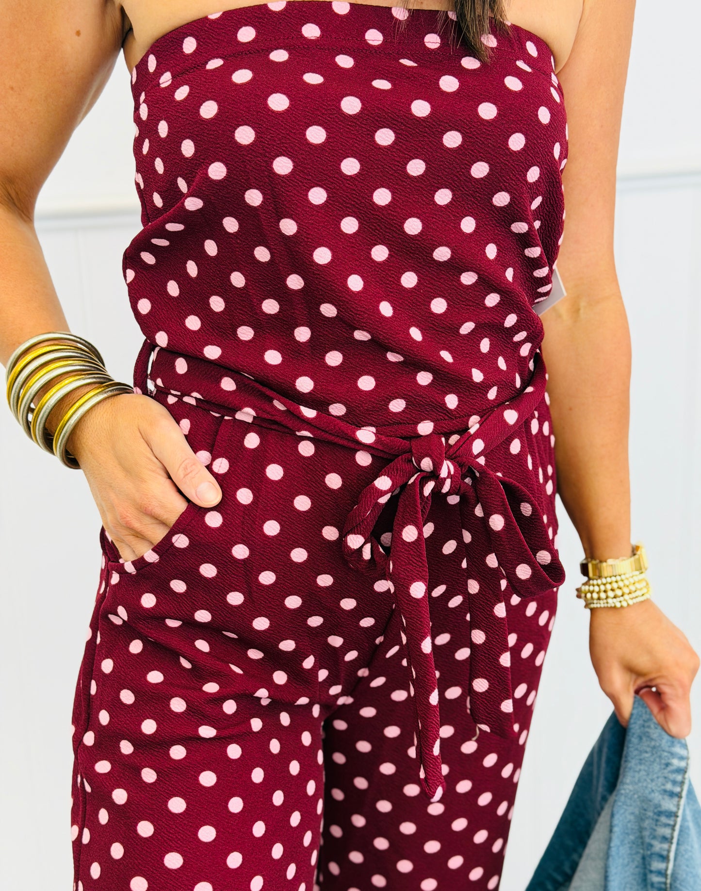 Burgundy/Pink Polka Dot Jumpsuit (Reg.)