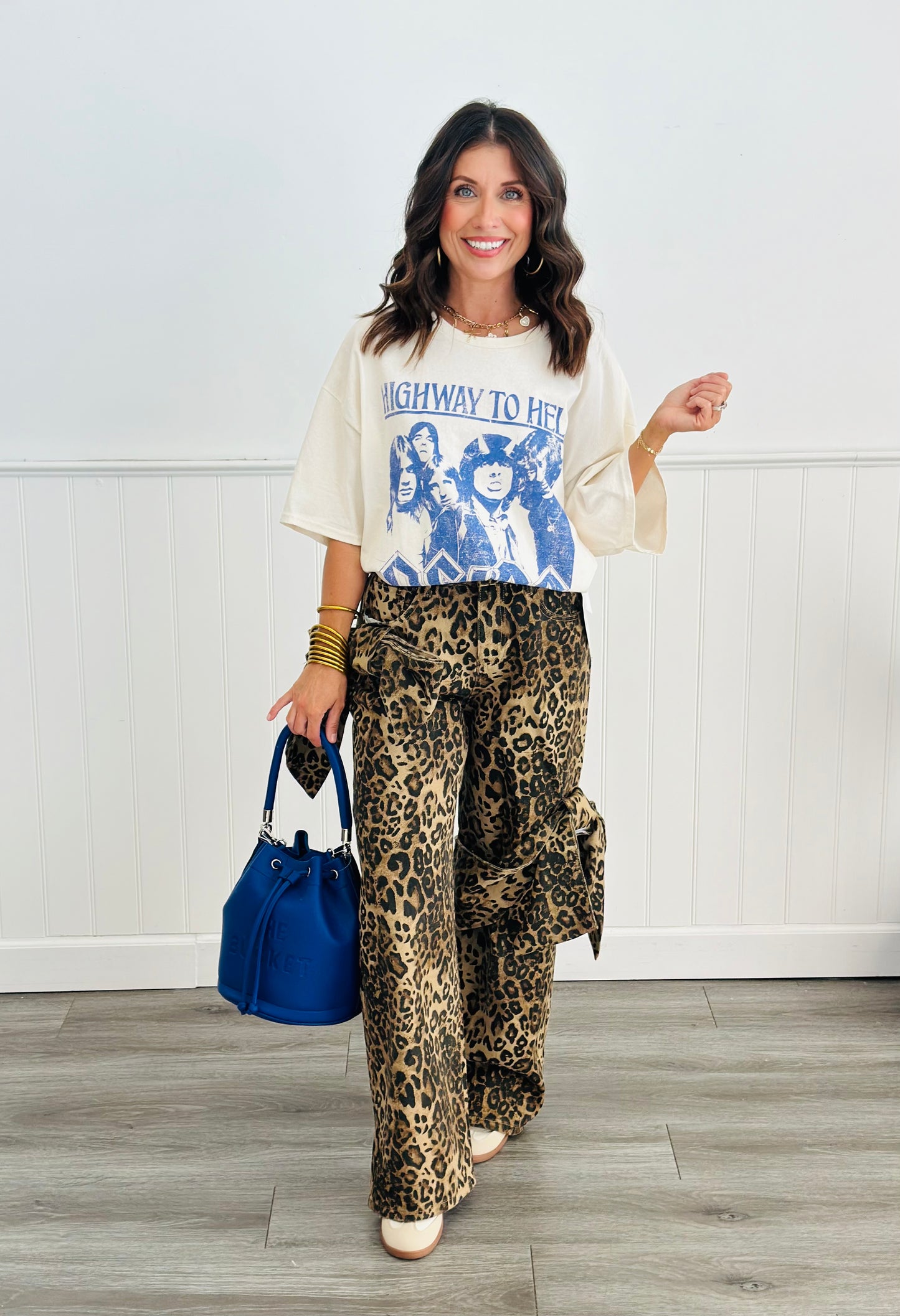 Leopard Bow Knot Wide Leg Pants (Reg)