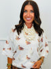 Ivory Mallard Print 3/4 Sleeve Sweater (Reg.)
