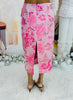 Pink Metallic Floral Jacquard Midi Skirt (Reg.)