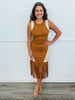 Two Tone Suede Studded Fringe Midi Dress (Reg.)
