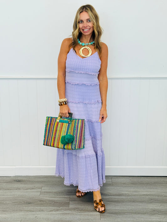 Lavender Textured Tiered Maxi Dress (Reg & Plus)