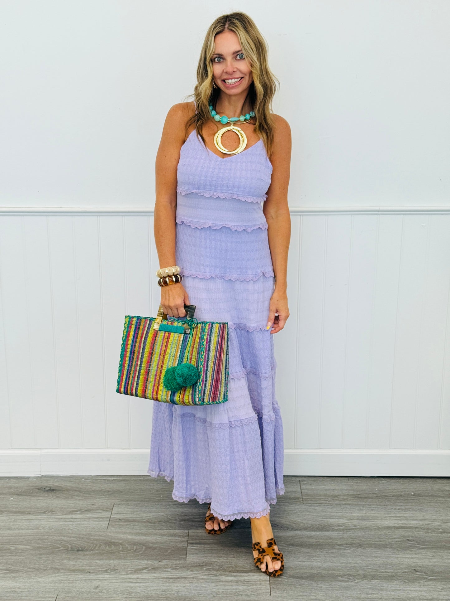 Lavender Textured Tiered Maxi Dress (Reg & Plus)