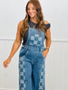 Light Denim Checkerboard Overalls (Reg & Plus)