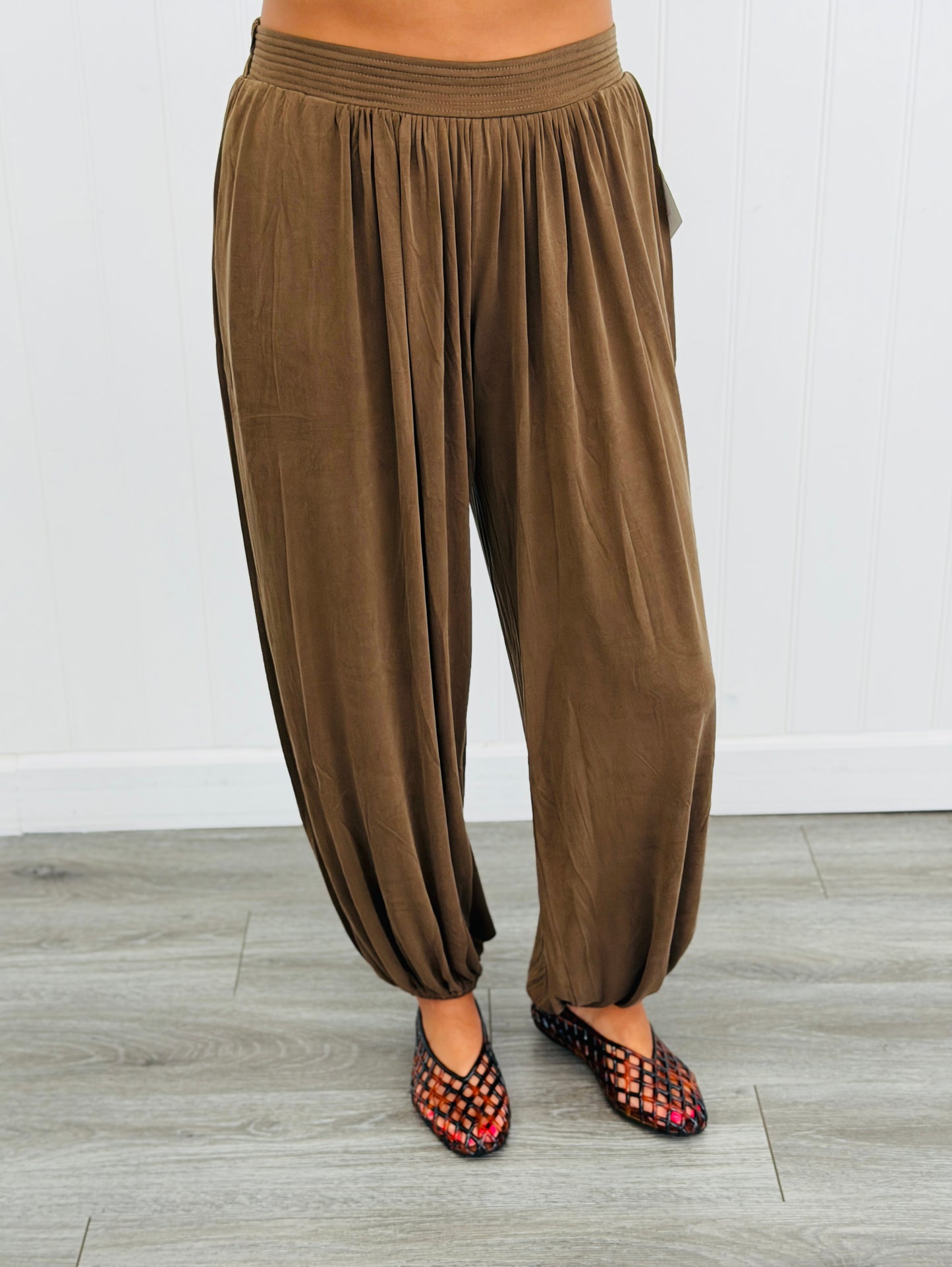 Brown Emery Smocked Harem Pants (Reg.)