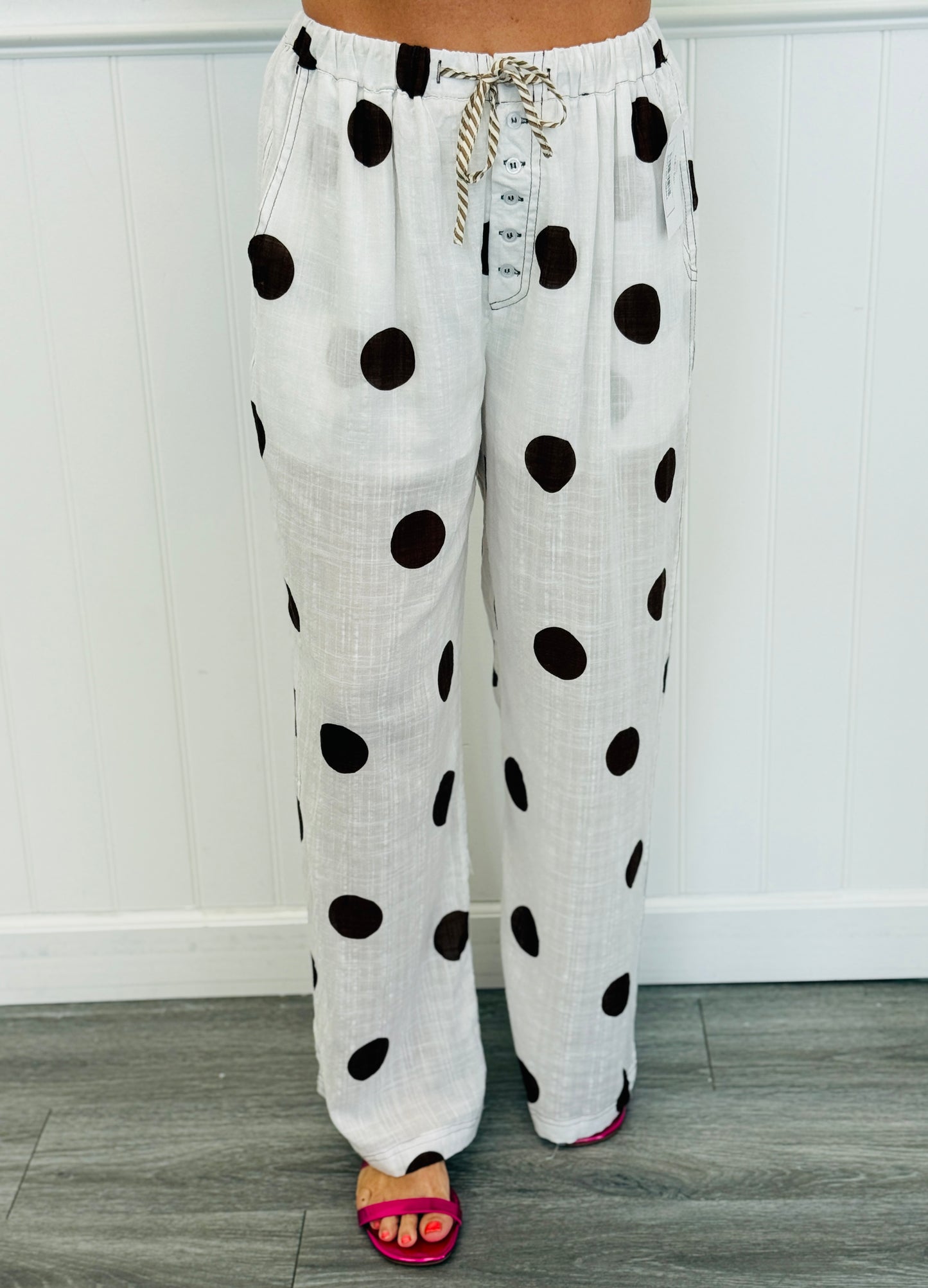 Off White/Brown Polka Dot Gauze Lounge Pants (Reg.)