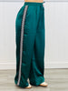 Green Checkered Side Stripes Satin Pants (Reg & Plus)