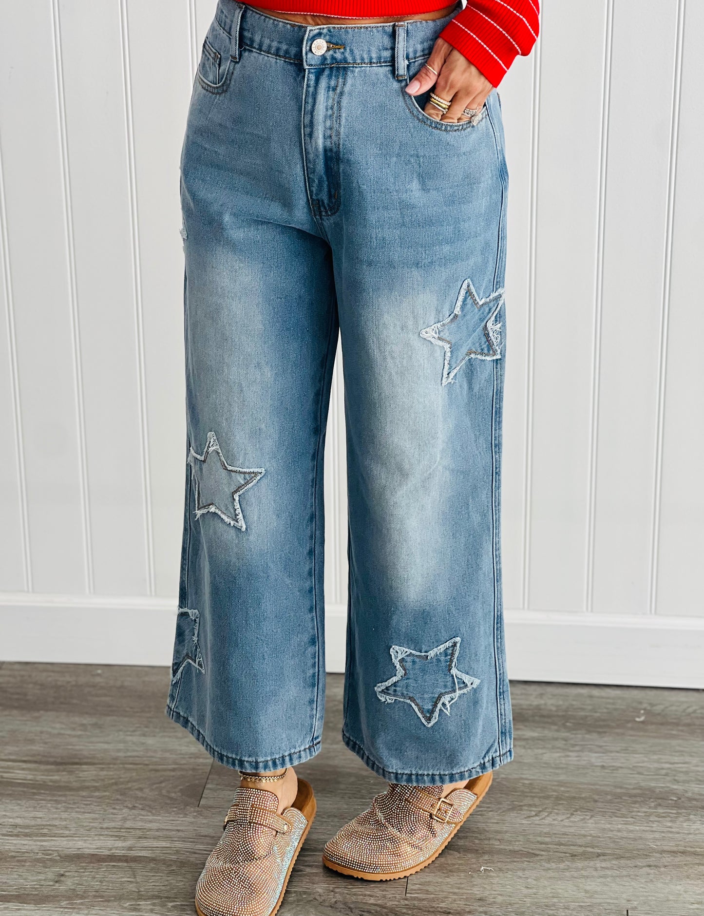 Light Denim Stars Pocket Pants (Reg. & Plus)