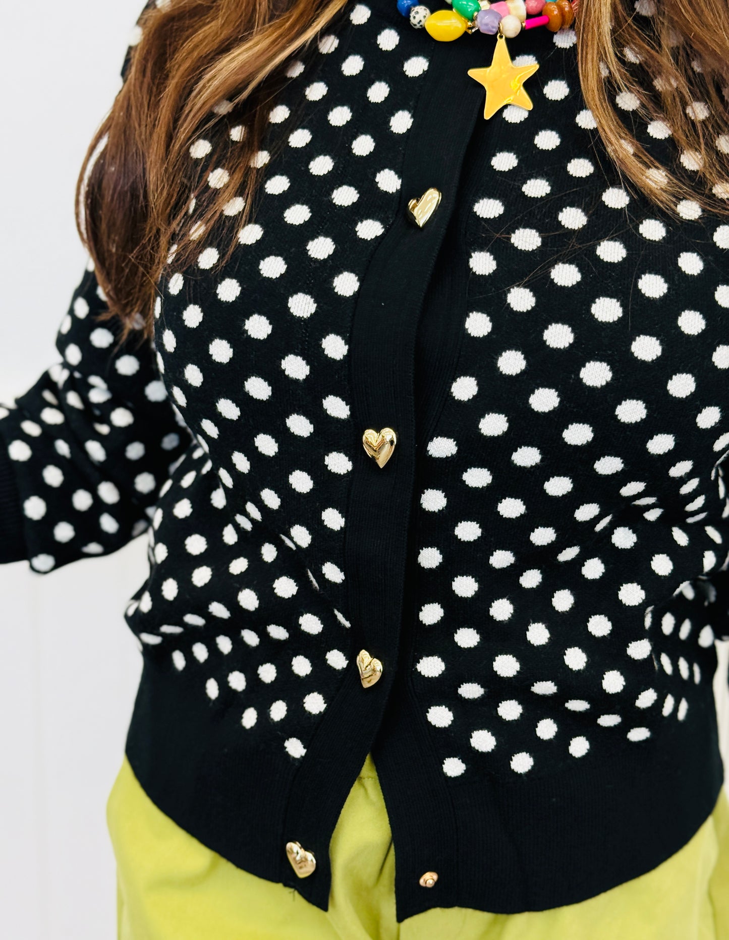 Black Polka Dot Button Down Sweater Cardigan (Reg & Plus)
