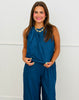 Dark Denim Popover Sleeveless Jumpsuit (Reg & Plus)