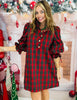 Red Plaid High Neck Mini Dress (Reg & Plus)