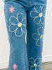 Denim Blue Embroidered Floral Pants (Reg & Plus)