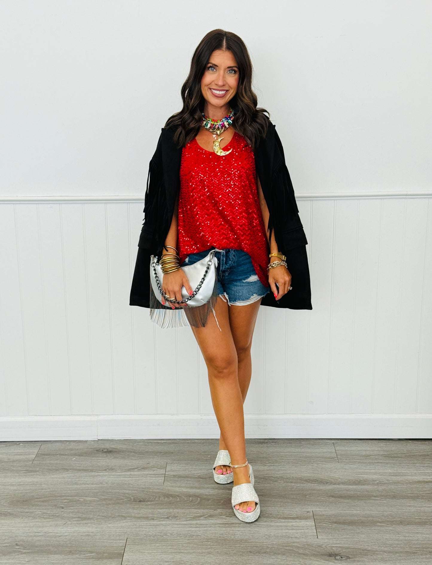 Black Fringe Detail Blazer (Reg.)