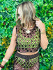 Brown Crochet Disc Sequin Top & Skirt Set (Reg.)