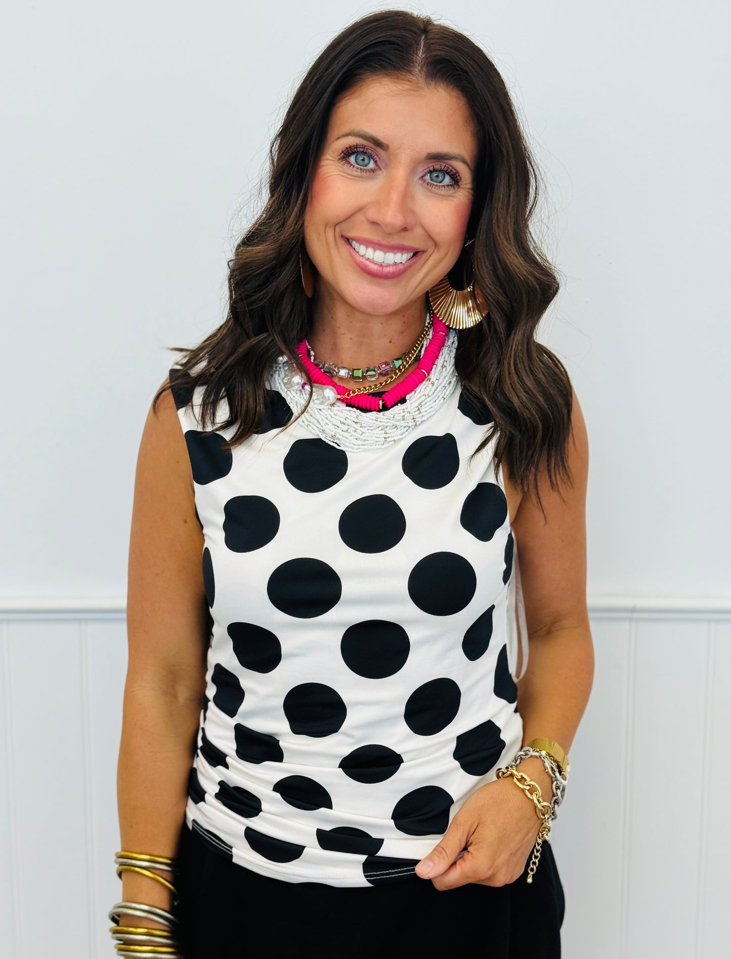Big Dot Side Cinch Top (Reg & Plus)-2 Colors
