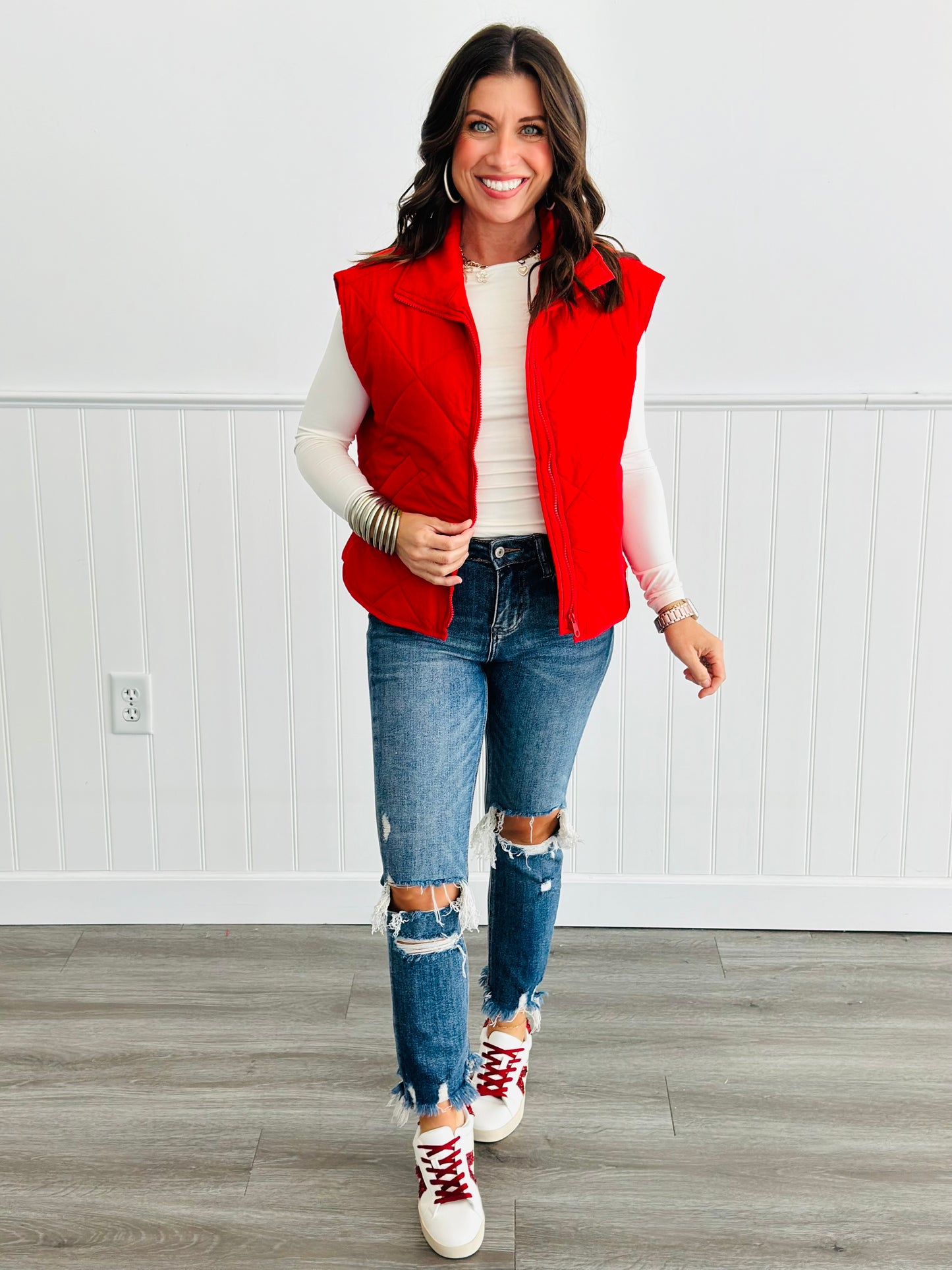 Poppy Red Quilted Puffer Vest (Reg.)