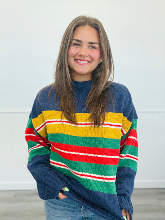 Sensational Striped Mock Neck Sweater Top (Reg.)