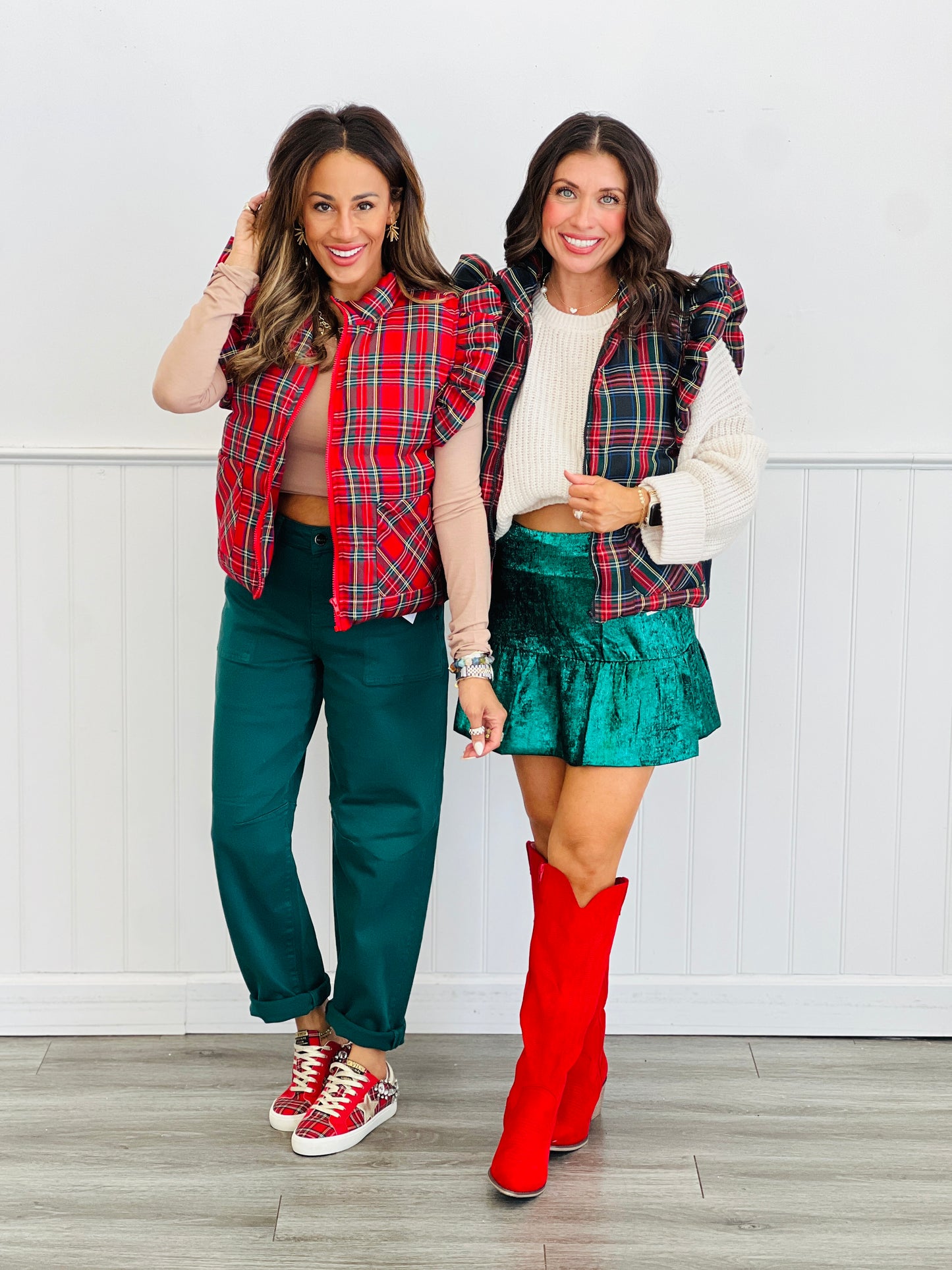 Christmas Plaid Puffy Vest (Reg.)-2 Colors