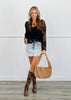 Black Romantic Ruffle Lace Sheer Blouse (Reg.)