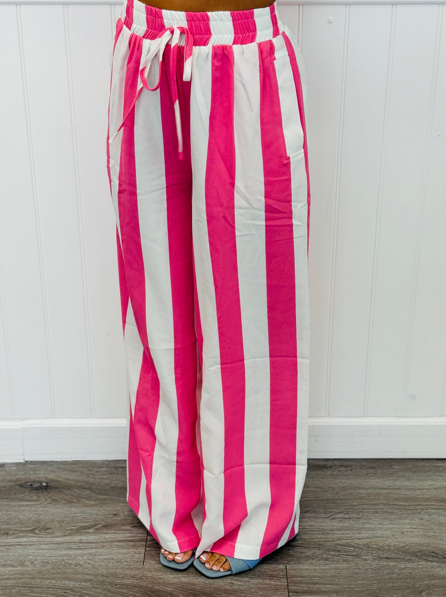 Pink/White Stripe Top & Pants Set (Reg & Plus)