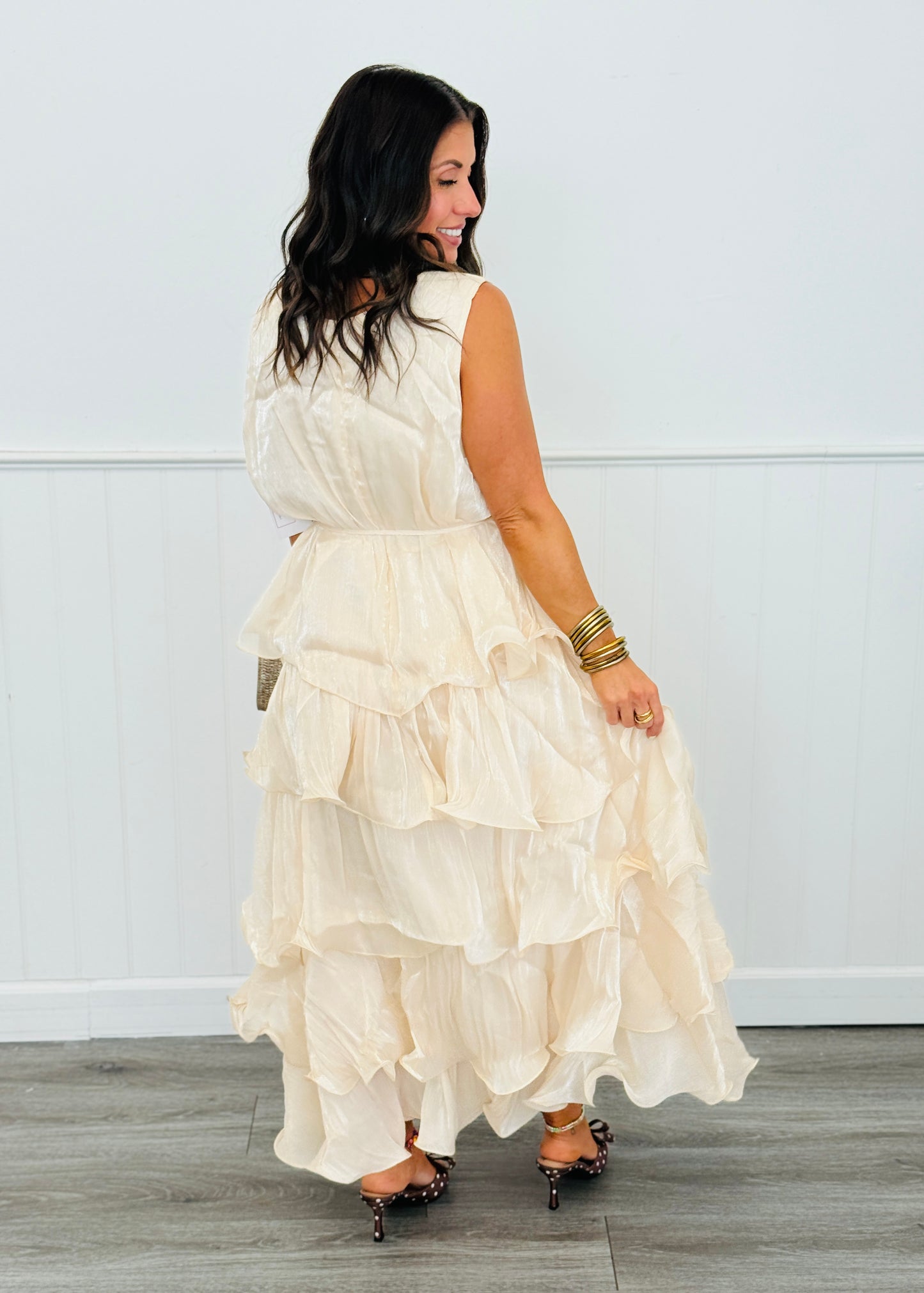 Shimmer Ruffle Tiered Sleeveless Maxi Dress (Reg. & Plus) - 3 Colors