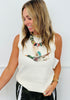 Ivory Mallard Duck Print Sleeveless Sweater Top (Reg.)