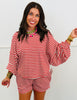 Red Striped Lounge Shorts Set (Reg and Plus)