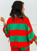 Red/Green Striped Top & Pants Set (Reg. and Plus)