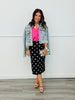 Hot Pink Rhinestone V-Neck Cap Sleeve Blouse (Reg. & Plus)