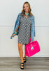 Black Checkered High Low Mini Dress (Reg.)