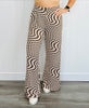 Brown Wavy Checkered Knit Pants (Reg. and Plus)