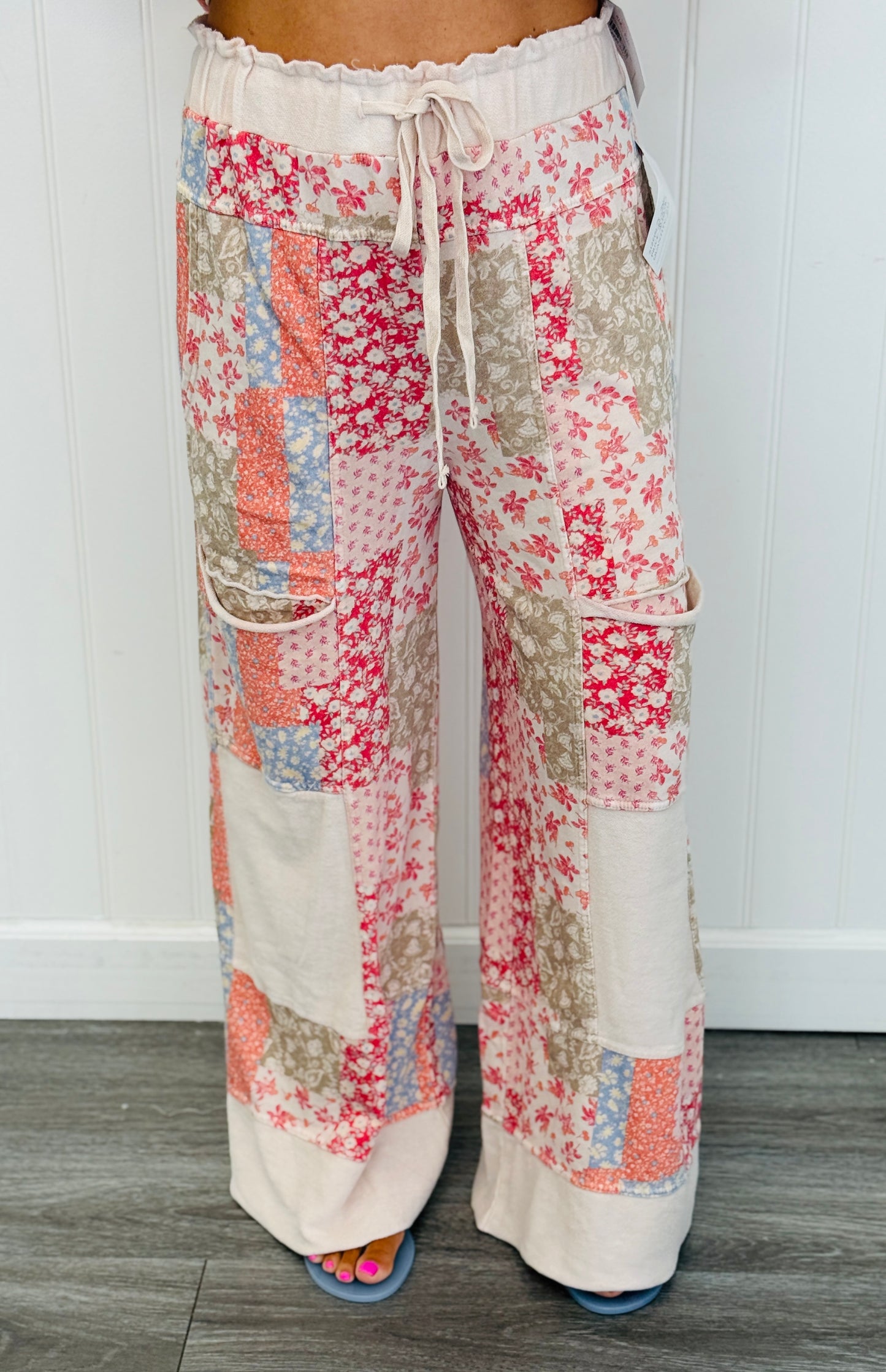 Blush Patchwork Wide Leg Pants (Reg. and Plus)