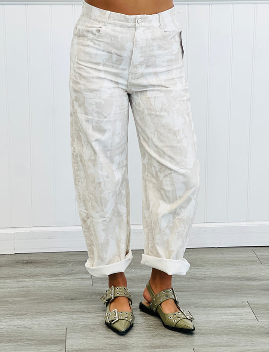 Ivory/Brown Leaf Print Corduroy Pants (Reg.)