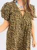 Taupe Leopard Print Smock Mini Dress (Reg & Plus)