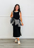 Black Contrast Seams Midi Dress (Reg.)