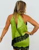 Green Satin Halter & Mini Skirt Set (Reg.)