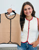 Two Tone Button Down Vest Top (Reg & Plus)-2 Colors