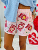 Queen Of Sparkles Peach/White Sweetheart Box Cotton Shorts (Reg. & Plus)