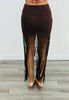 Brown Stevie Love Fringe Maxi Skirt (Reg.)