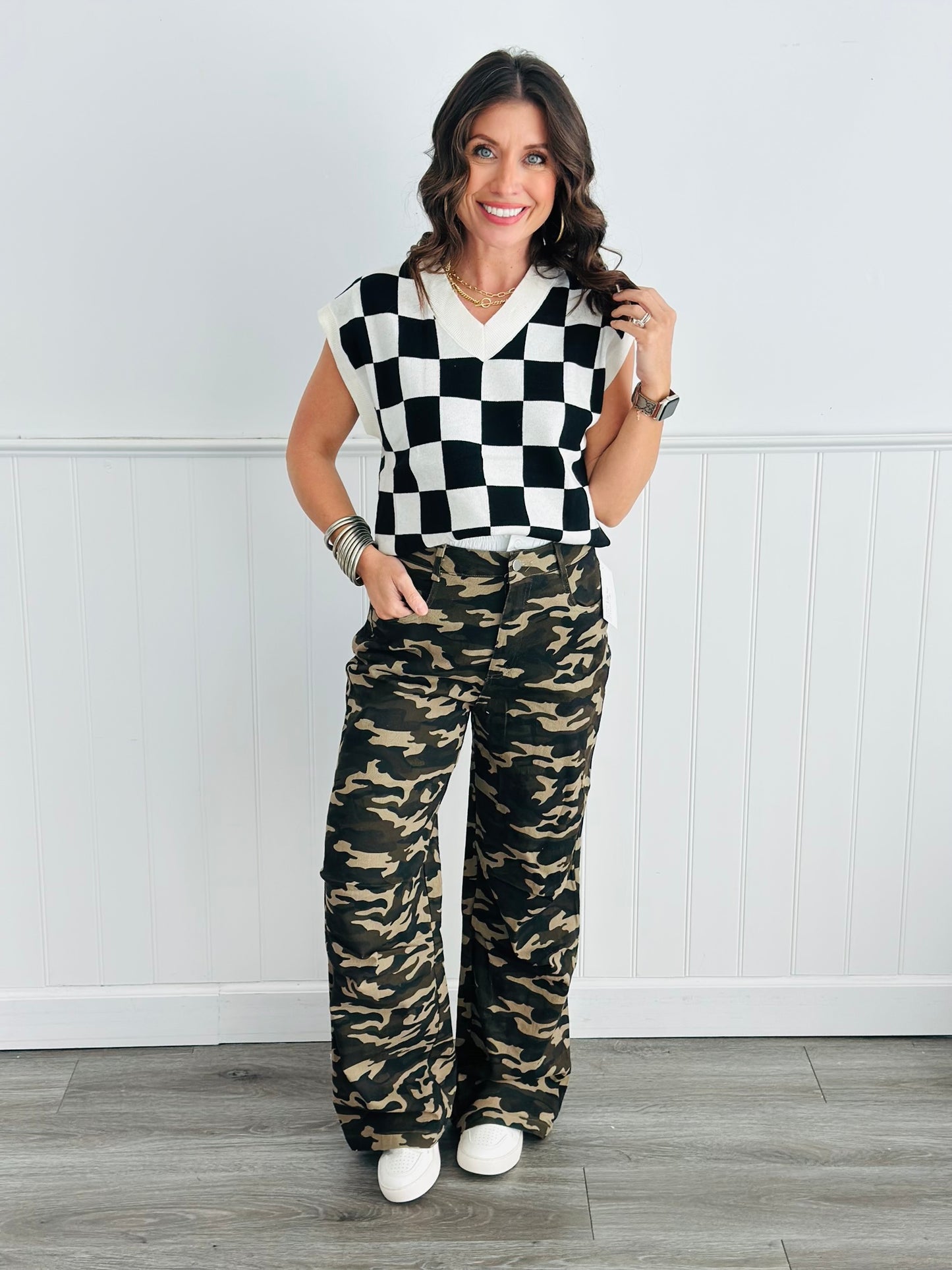 Green Double Waisted Camo Pants (Reg.)