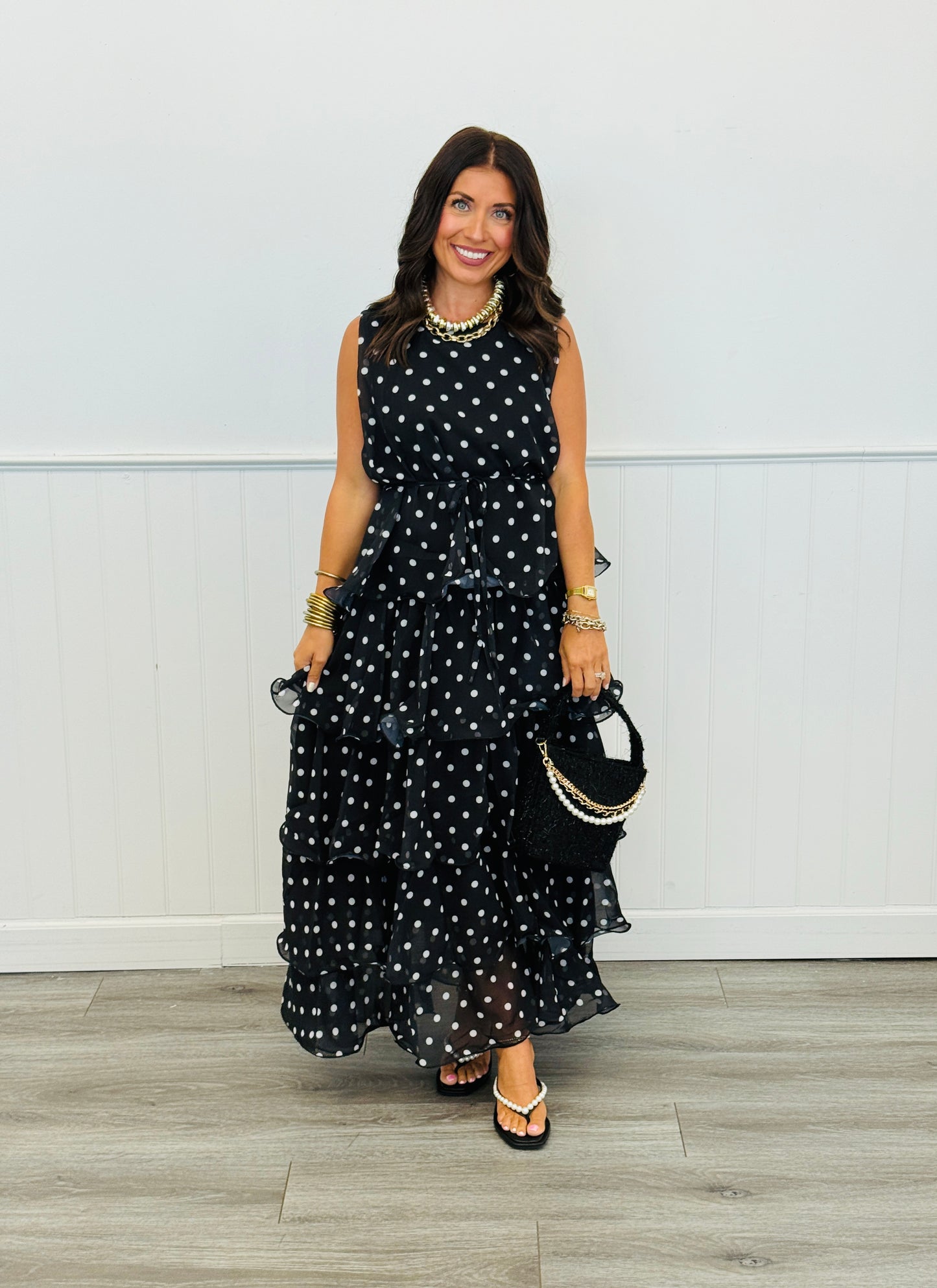Polka Dot Ruffle Tiered Sleeveless Maxi Dress (Reg. and Plus) - 3 Colors
