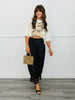 Black/White Polka Dot Lace Trim Pants (Reg. and Plus)