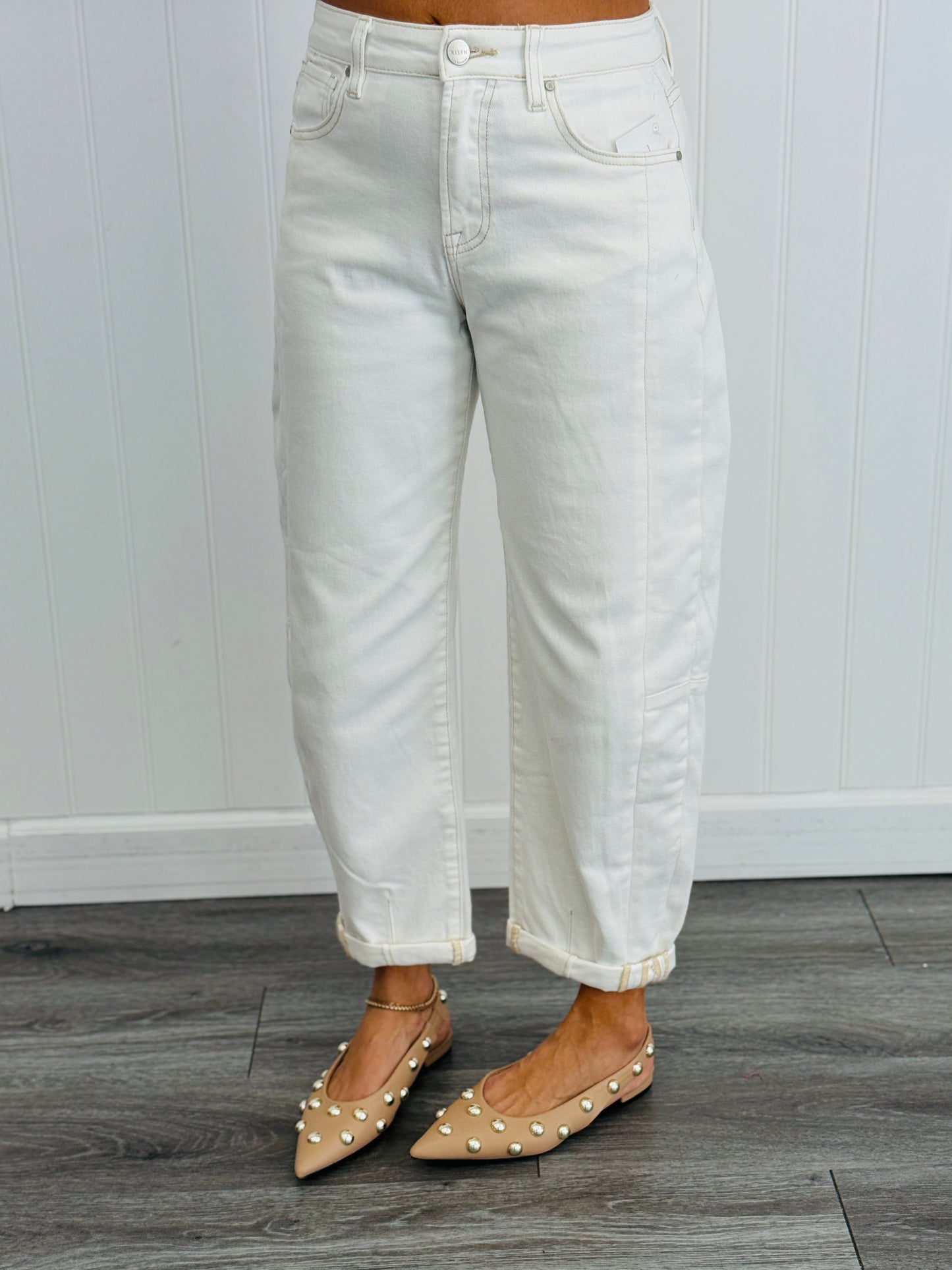 Risen Cream Rock The Night Away Barrel Jeans (Reg & Plus)